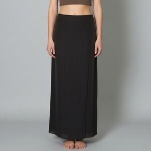 Eskandar 100% Silk Crepe Maxi Skirt Brown Asymmetrical size 1 / US 10-12